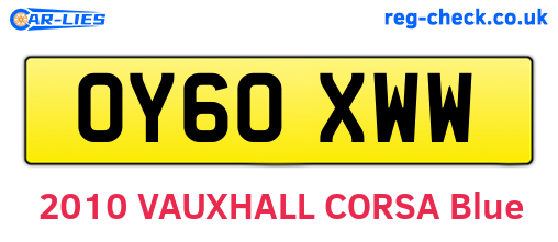 OY60XWW are the vehicle registration plates.
