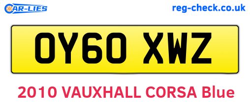 OY60XWZ are the vehicle registration plates.