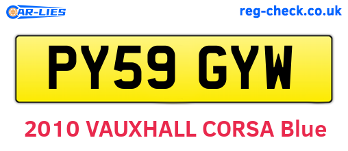 PY59GYW are the vehicle registration plates.