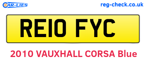 RE10FYC are the vehicle registration plates.