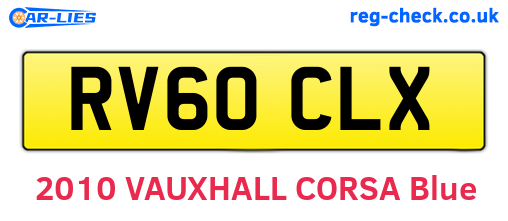 RV60CLX are the vehicle registration plates.