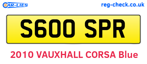 S600SPR are the vehicle registration plates.