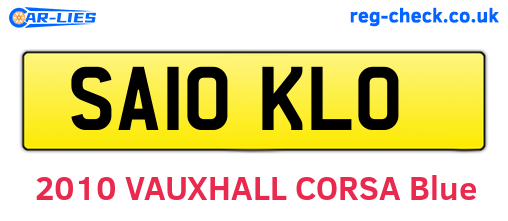 SA10KLO are the vehicle registration plates.