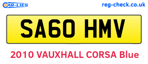 SA60HMV are the vehicle registration plates.