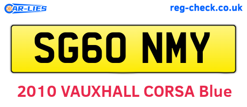 SG60NMY are the vehicle registration plates.