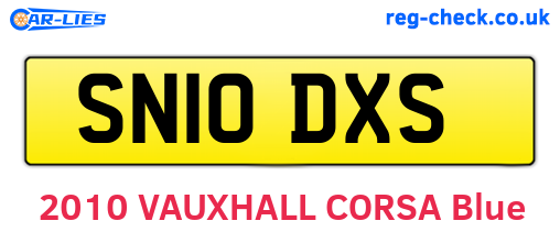 SN10DXS are the vehicle registration plates.