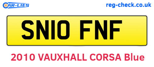 SN10FNF are the vehicle registration plates.