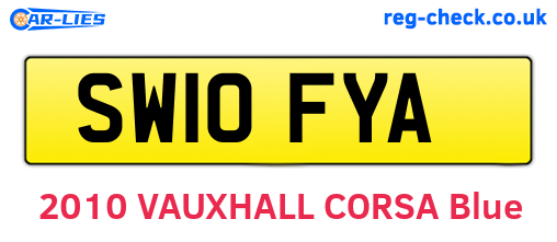 SW10FYA are the vehicle registration plates.