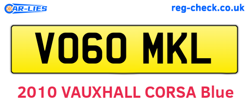 VO60MKL are the vehicle registration plates.