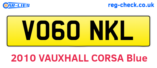 VO60NKL are the vehicle registration plates.