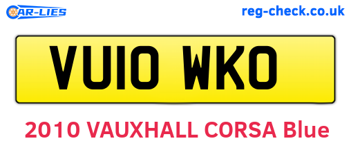 VU10WKO are the vehicle registration plates.