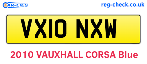 VX10NXW are the vehicle registration plates.