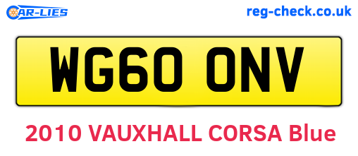 WG60ONV are the vehicle registration plates.