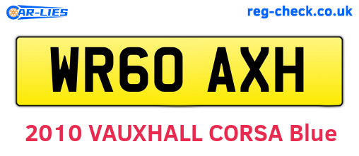 WR60AXH are the vehicle registration plates.