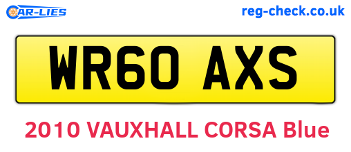 WR60AXS are the vehicle registration plates.