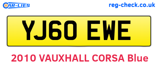 YJ60EWE are the vehicle registration plates.