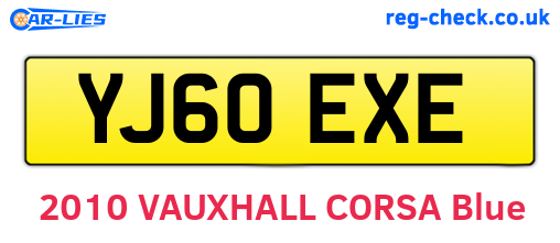 YJ60EXE are the vehicle registration plates.