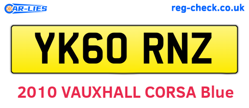 YK60RNZ are the vehicle registration plates.