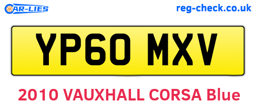 YP60MXV are the vehicle registration plates.