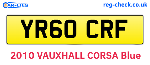 YR60CRF are the vehicle registration plates.
