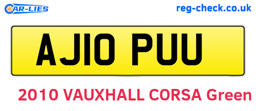 AJ10PUU are the vehicle registration plates.