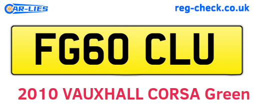 FG60CLU are the vehicle registration plates.