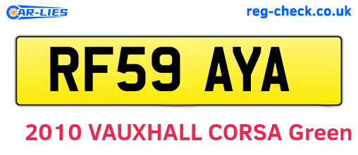 RF59AYA are the vehicle registration plates.
