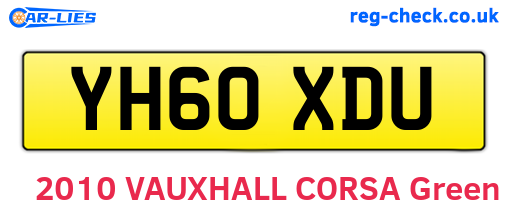 YH60XDU are the vehicle registration plates.