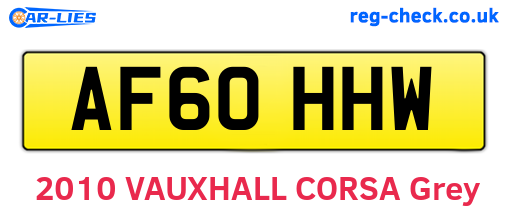 AF60HHW are the vehicle registration plates.