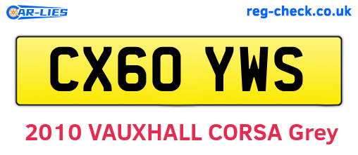 CX60YWS are the vehicle registration plates.