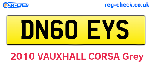 DN60EYS are the vehicle registration plates.