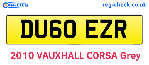DU60EZR are the vehicle registration plates.