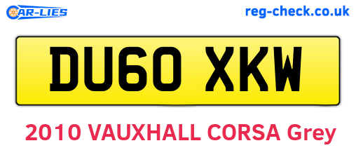 DU60XKW are the vehicle registration plates.
