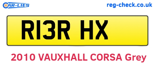 R13RHX are the vehicle registration plates.