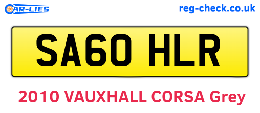 SA60HLR are the vehicle registration plates.