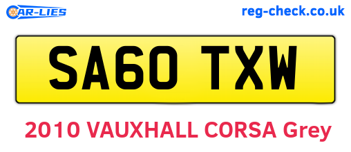 SA60TXW are the vehicle registration plates.