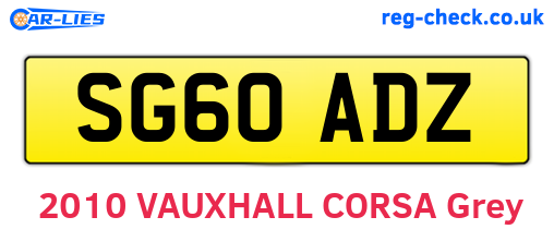SG60ADZ are the vehicle registration plates.