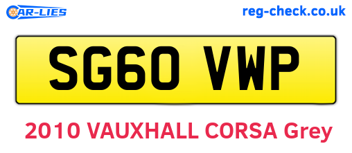SG60VWP are the vehicle registration plates.