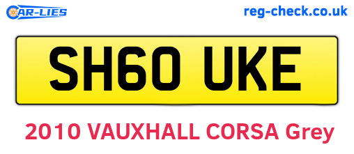 SH60UKE are the vehicle registration plates.