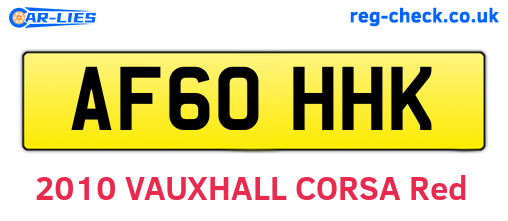 AF60HHK are the vehicle registration plates.
