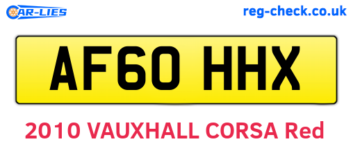 AF60HHX are the vehicle registration plates.
