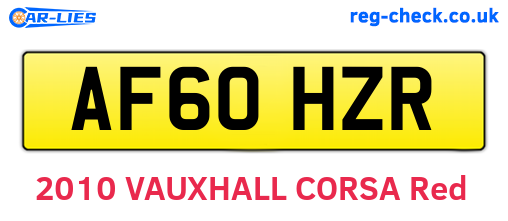 AF60HZR are the vehicle registration plates.