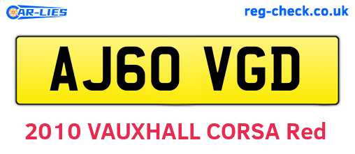 AJ60VGD are the vehicle registration plates.