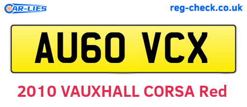AU60VCX are the vehicle registration plates.