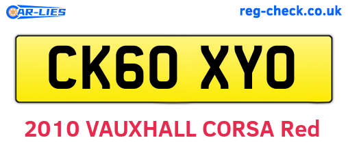 CK60XYO are the vehicle registration plates.