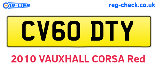 CV60DTY are the vehicle registration plates.