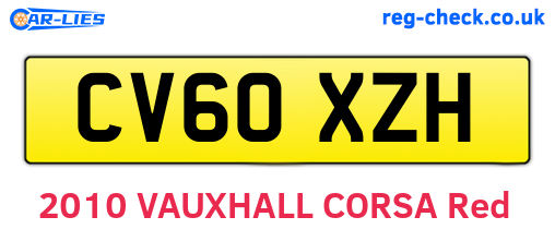 CV60XZH are the vehicle registration plates.