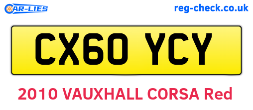 CX60YCY are the vehicle registration plates.