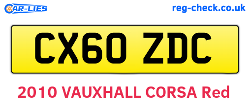 CX60ZDC are the vehicle registration plates.