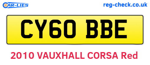CY60BBE are the vehicle registration plates.